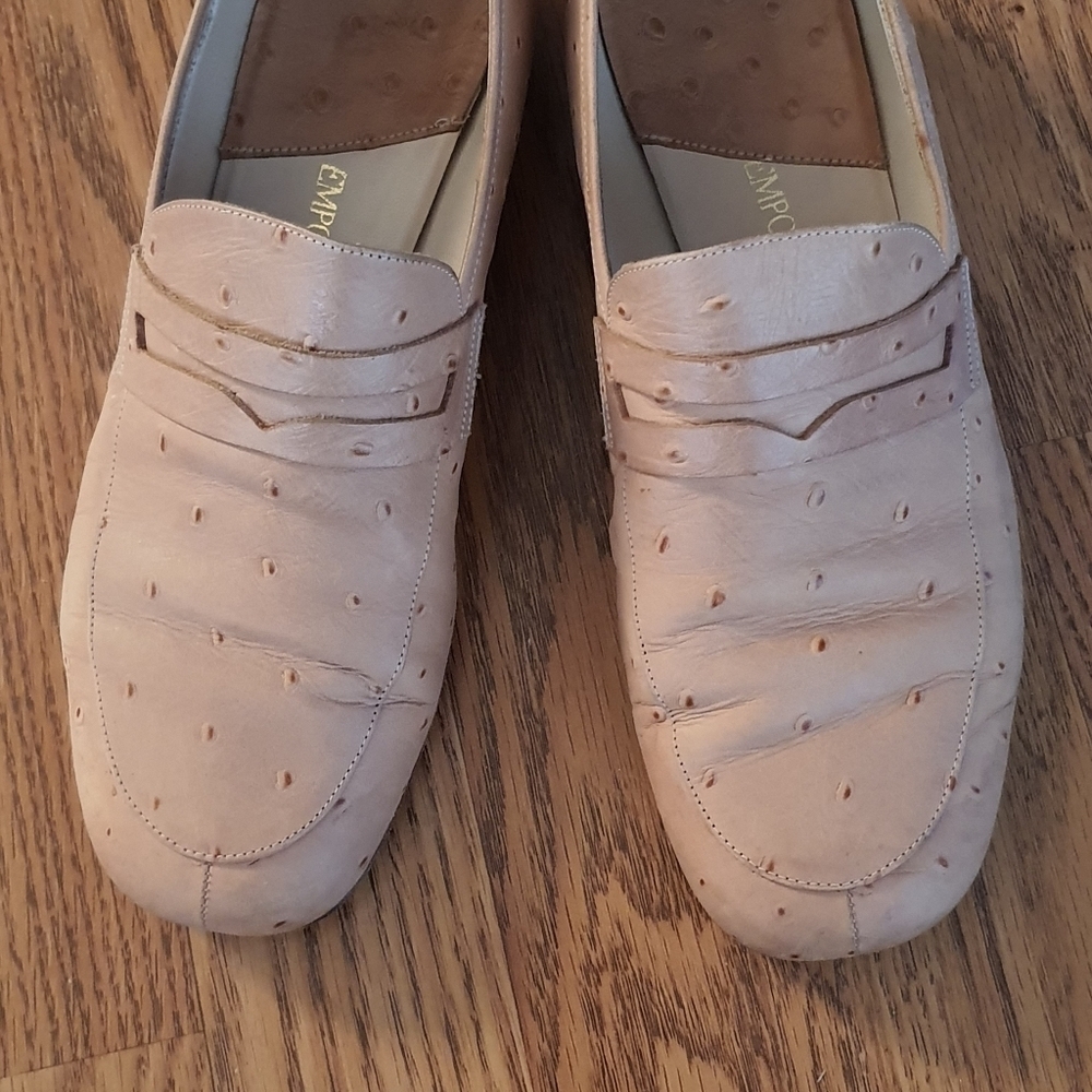 Emporio Armani Ostrich Leather Heeled Loafers Womens Size 35 - Picture 6 of 15